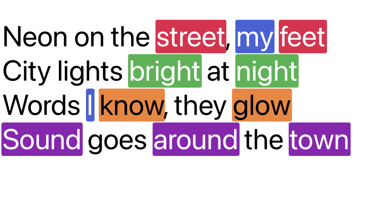 Rhyme highlighting